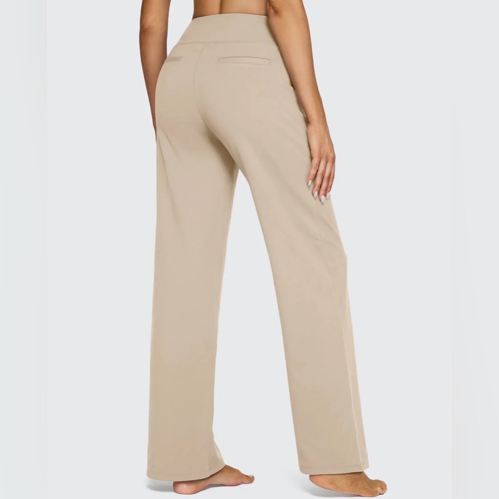 NWT G4Free Sz L EverGoing Loose High-Waist Business Casual Pants Light Khaki Tan - Picture 2 of 14